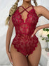 Red Lingerie Lace Pajamas One-piece